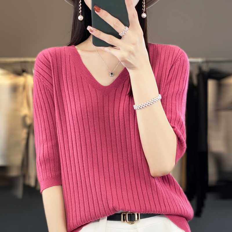 Summer Clothing Yarn - Women's Sweater Spring Summer Short Sleeve