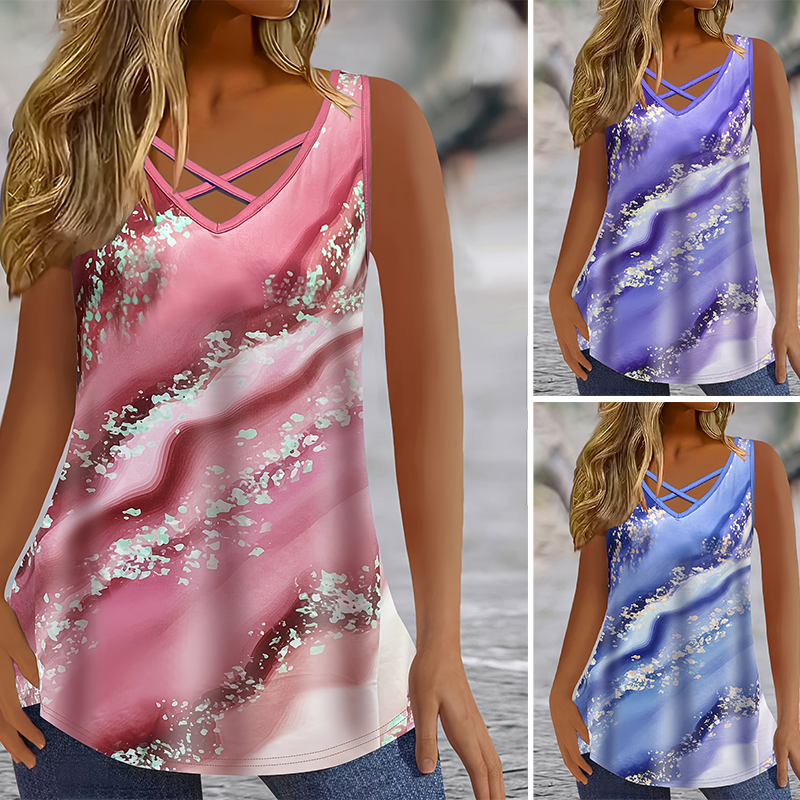 Summer Clothing Styles For Women - Plus Size Marble Print Tank Top