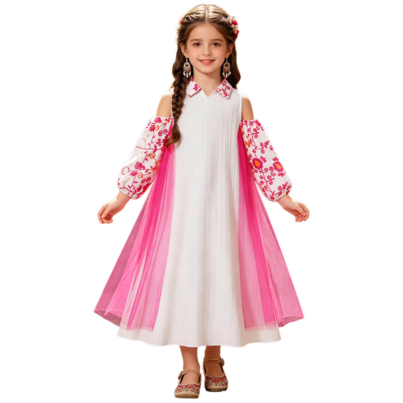 Girl Long Sleeve Mesh Patchwor - Summer Clothing Set For Girls avaliação e preço