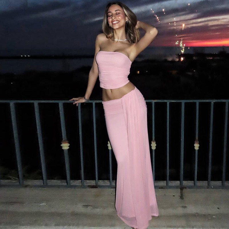 Tuularose Pink Long Dress 2-Pi - Summer Clothing For Older Women avaliação e preço
