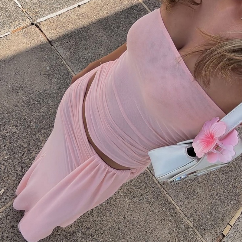Tuularose Pink Long Dress 2-Pi - Summer Clothing For Older Women avaliação e preço