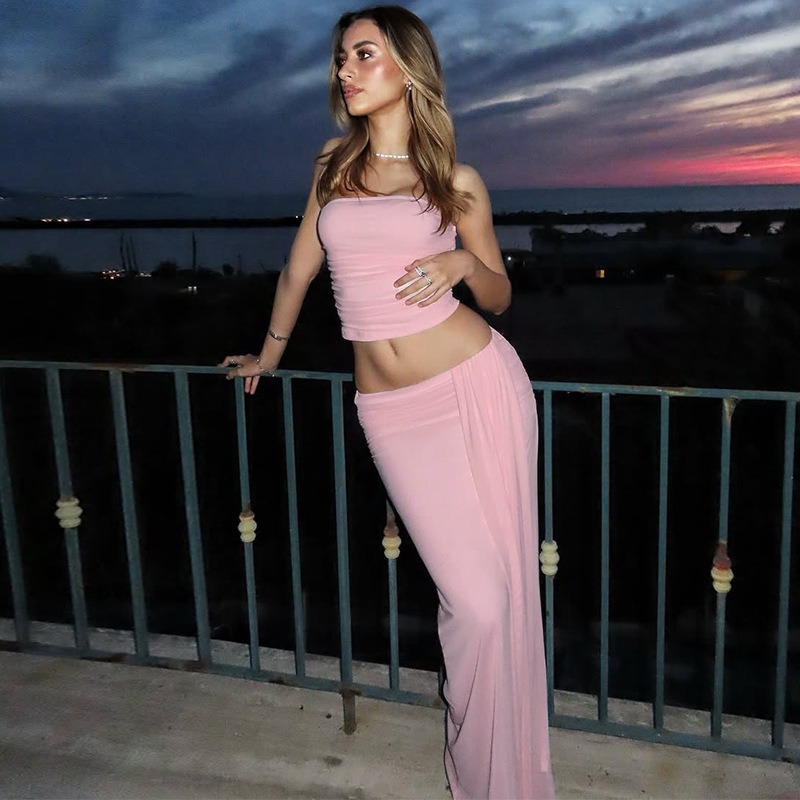 Tuularose Pink Long Dress 2-Pi - Summer Clothing For Older Women avaliação e preço