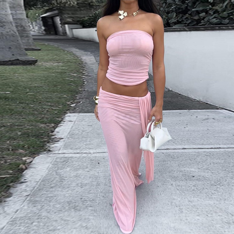 Tuularose Pink Long Dress 2-Pi - Summer Clothing For Older Women avaliação e preço