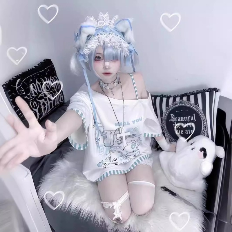 Anime Y2k Cartoon Kawaii Cat P - Summer Clothing In Japan avaliação e preço