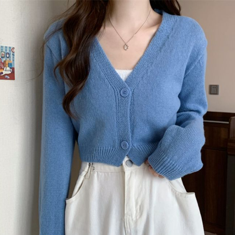 Crop Cardigan Women Slim Autum - Summer Clothing Aesthetic avaliação e preço