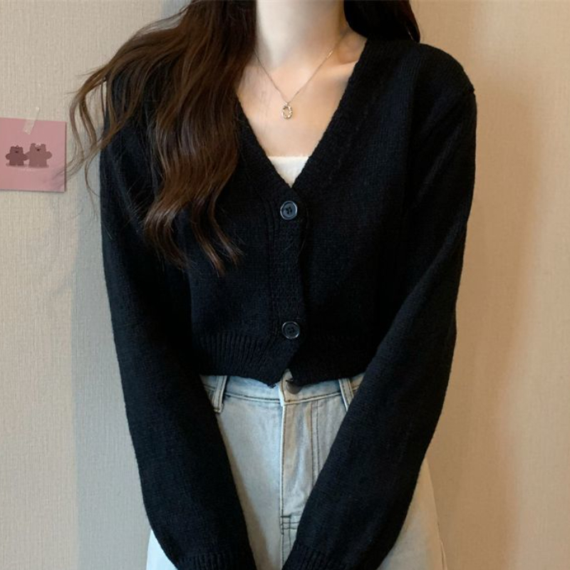 Crop Cardigan Women Slim Autum - Summer Clothing Aesthetic avaliação e preço