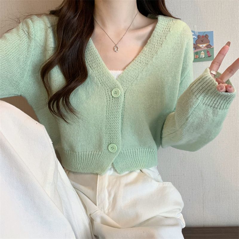 Crop Cardigan Women Slim Autum - Summer Clothing Aesthetic avaliação e preço