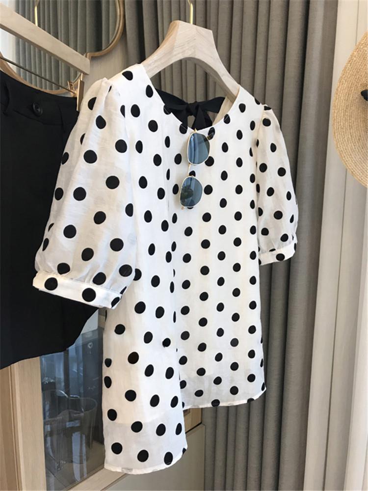 Polka Dot Blouses Women Elegan - Summer Clothing Aesthetic avaliação e preço