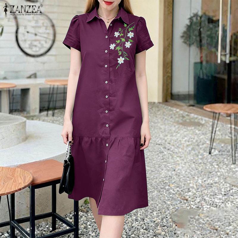 ZANZEA 2026 Summer Floral Prin - Sundress Midi Floral avaliação e preço