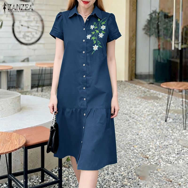 ZANZEA 2026 Summer Floral Prin - Sundress Midi Floral avaliação e preço