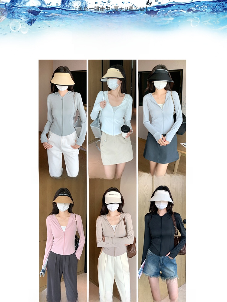 ay een Ice Silk Hooded UV Prot - Summer Yoga Clothing avaliação e preço