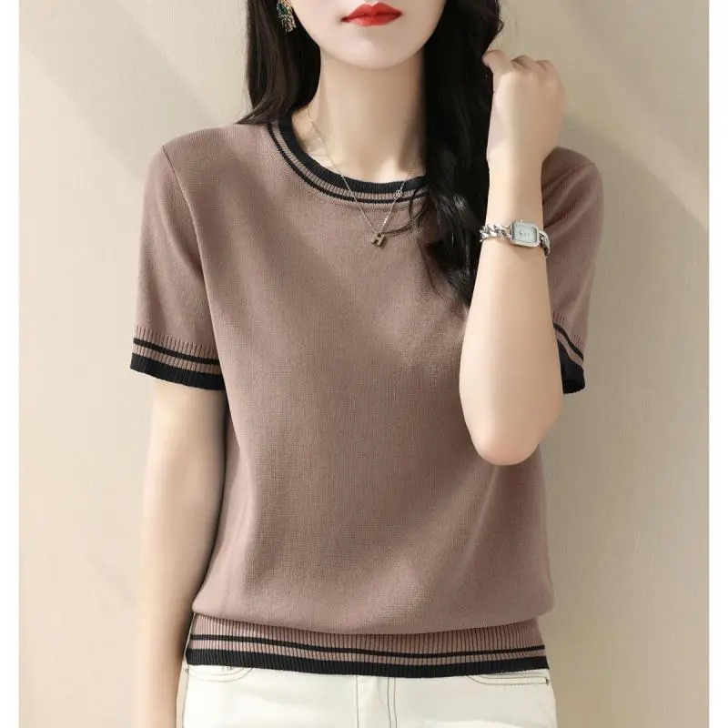 New Summer V-neck Knitted Swea - Summer Clothing Yarn avaliação e preço
