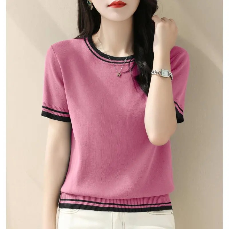 New Summer V-neck Knitted Swea - Summer Clothing Yarn avaliação e preço