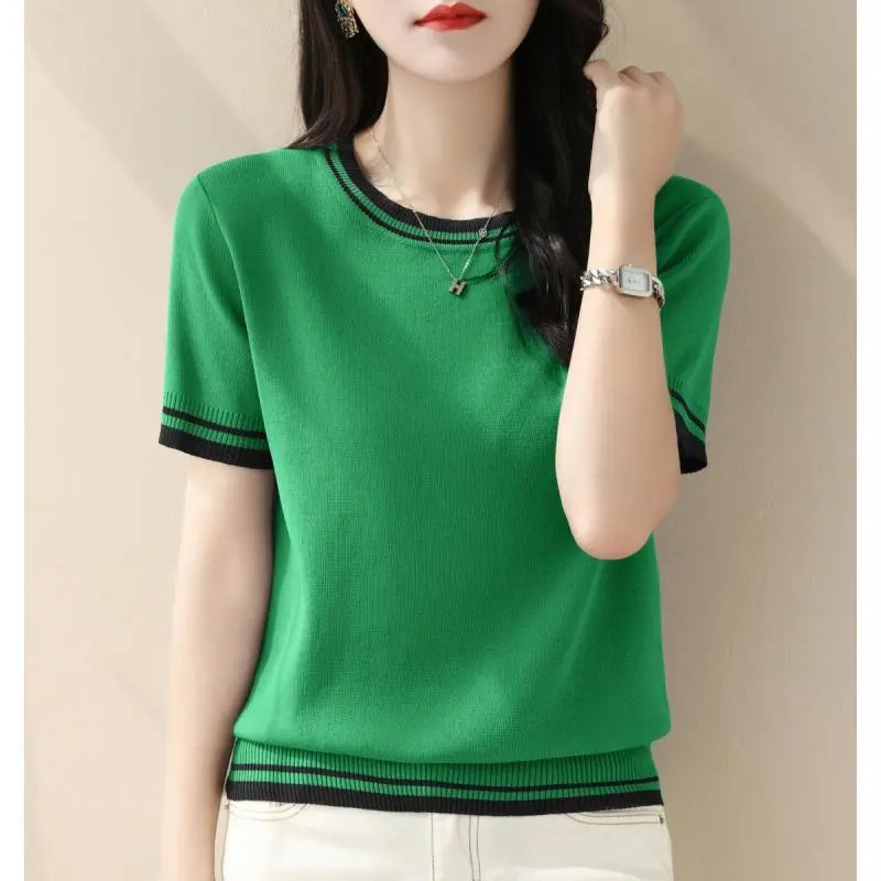 New Summer V-neck Knitted Swea - Summer Clothing Yarn avaliação e preço