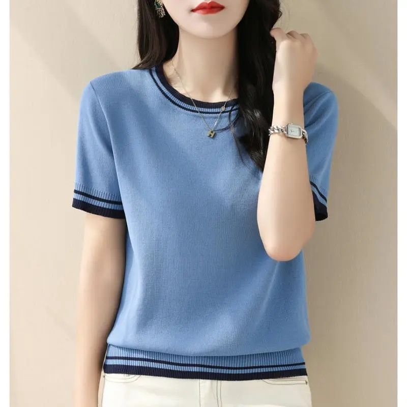 New Summer V-neck Knitted Swea - Summer Clothing Yarn avaliação e preço