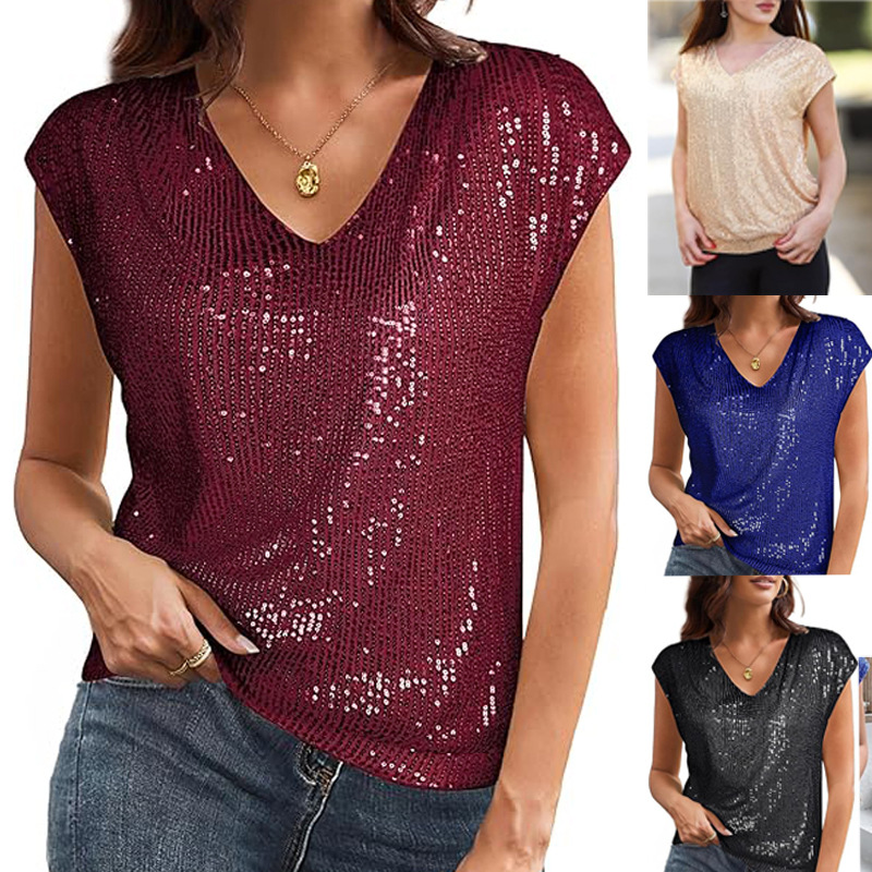 2025 Spring Tops Black Sequin  - Summer Evenings Clothing avaliação e preço