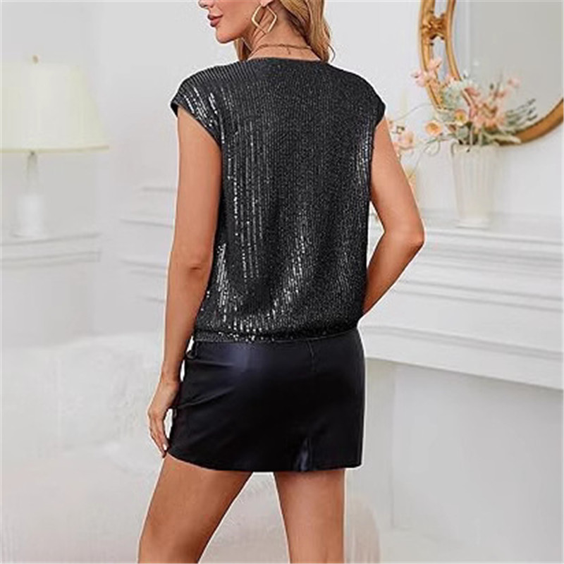 2025 Spring Tops Black Sequin  - Summer Evenings Clothing avaliação e preço