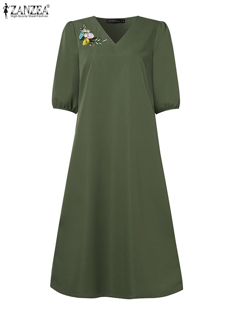 2024 ZANZEA Summer Fashion Wom - Sundress Midi Floral avaliação e preço