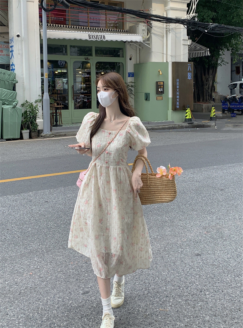 Floral Print Midi Dress, Squar - Sundress Midi Floral avaliação e preço