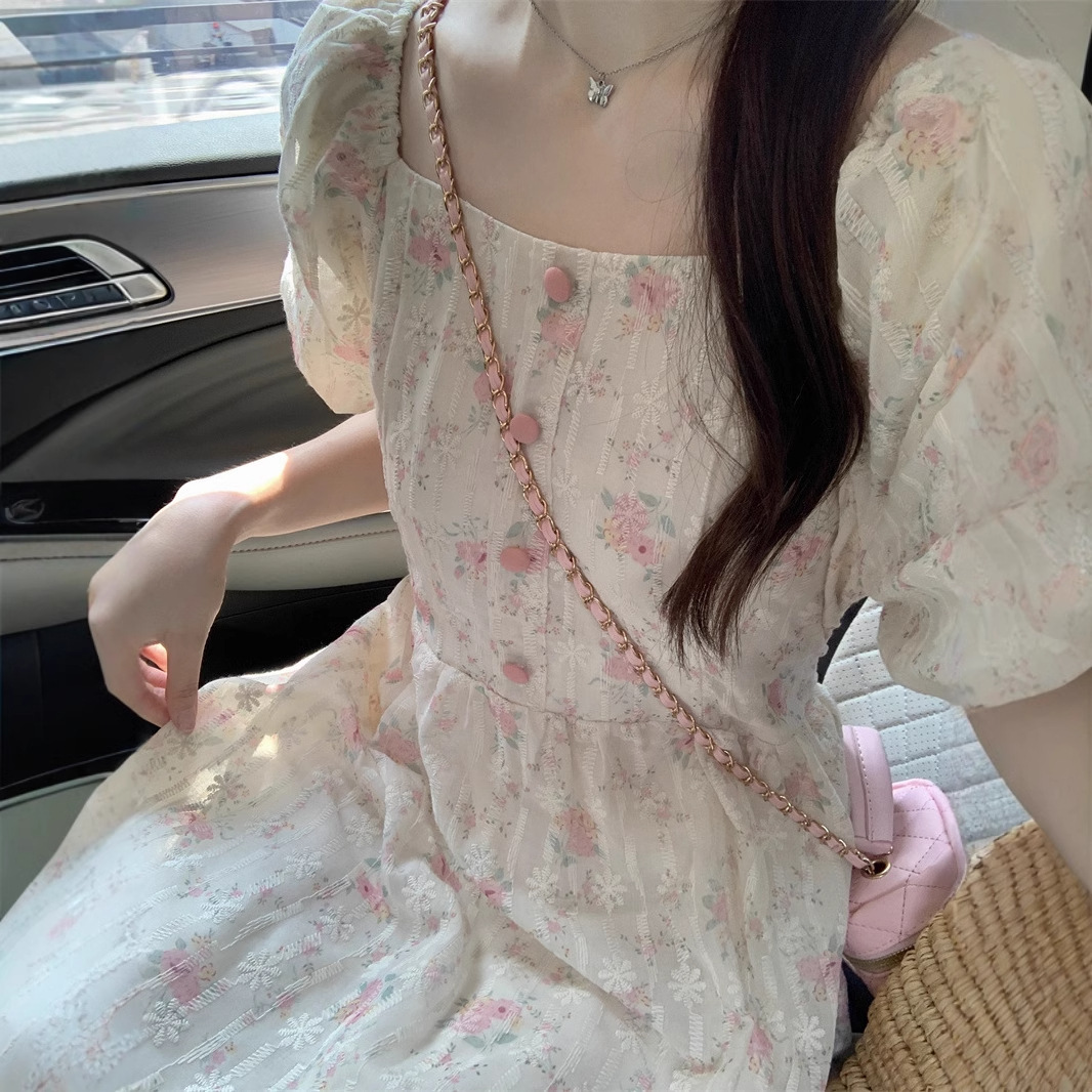 Floral Print Midi Dress, Squar - Sundress Midi Floral avaliação e preço