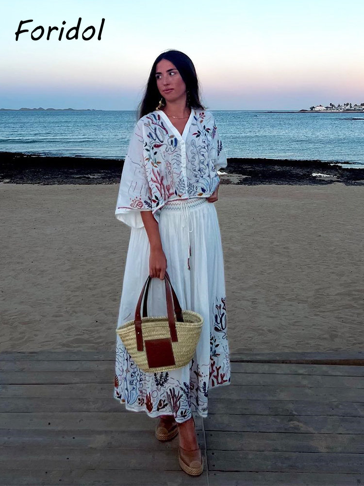 Foridol Marine Organism Embroi - Summer Clothing For Older Women avaliação e preço