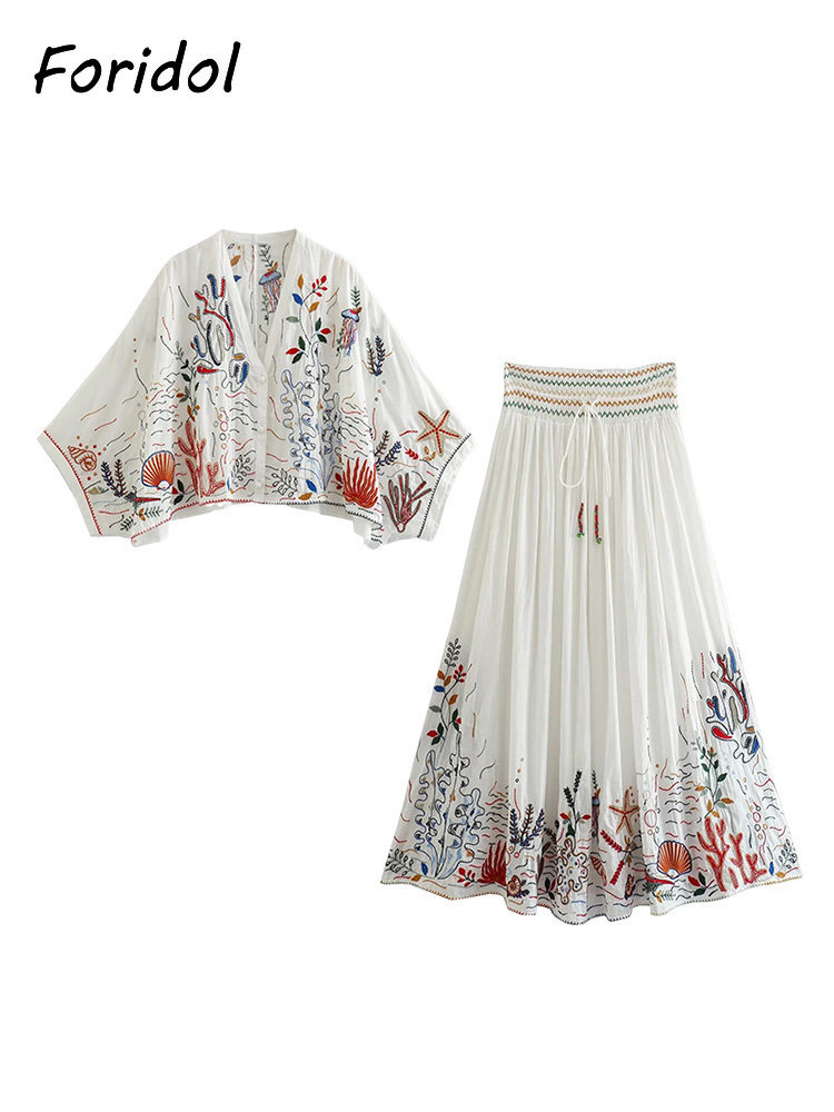 Foridol Marine Organism Embroi - Summer Clothing For Older Women avaliação e preço