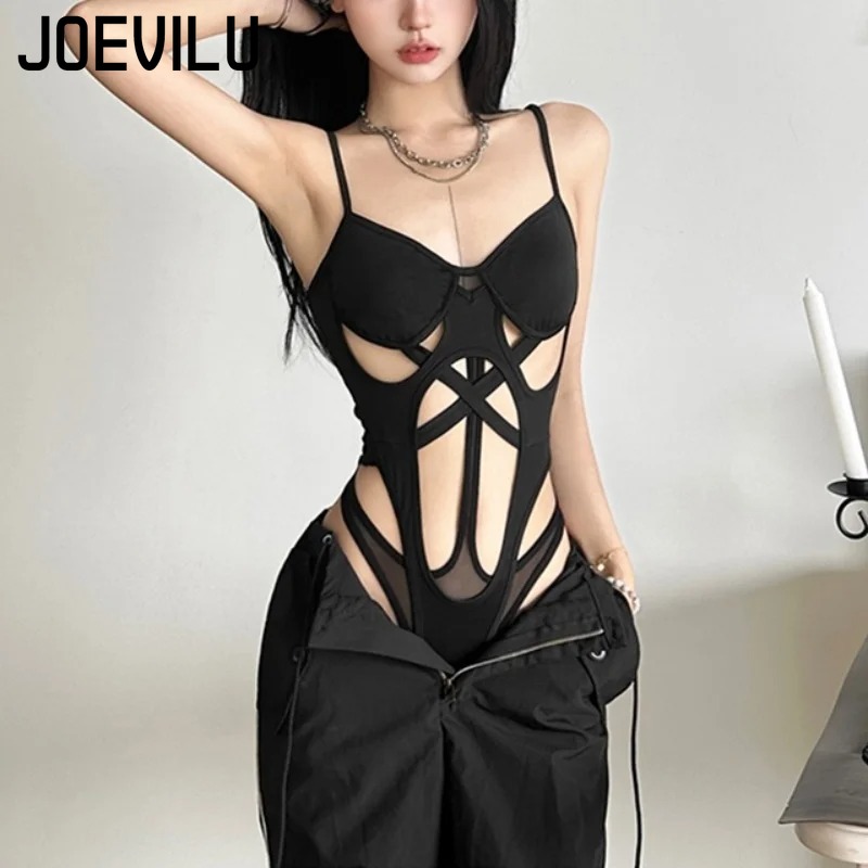 Y2K Black Bodysuit Women Hollo - Summer Clothing Aesthetic avaliação e preço