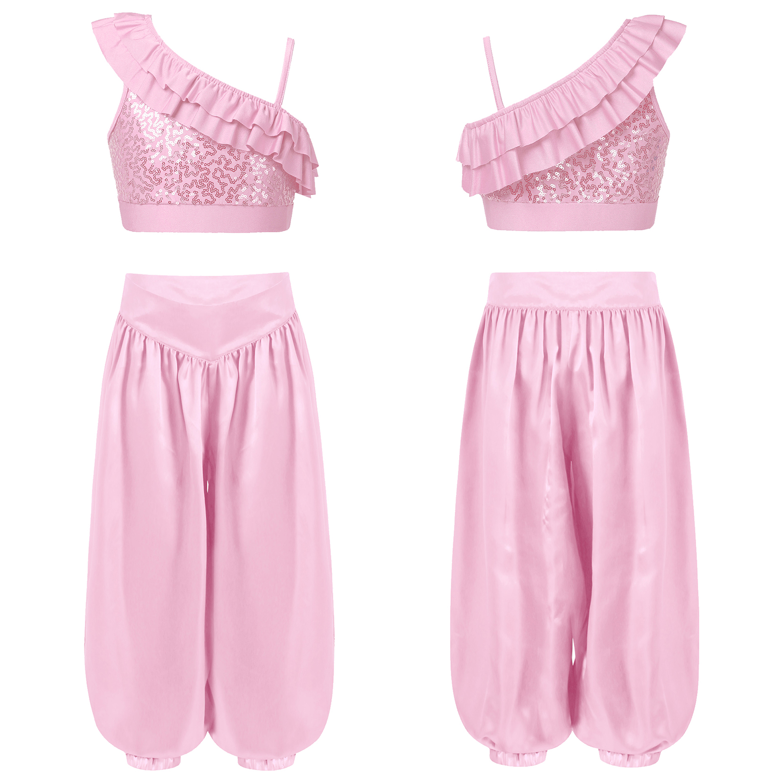 Children Shiny Sequins Dance C - Summer Clothing Set For Girls avaliação e preço
