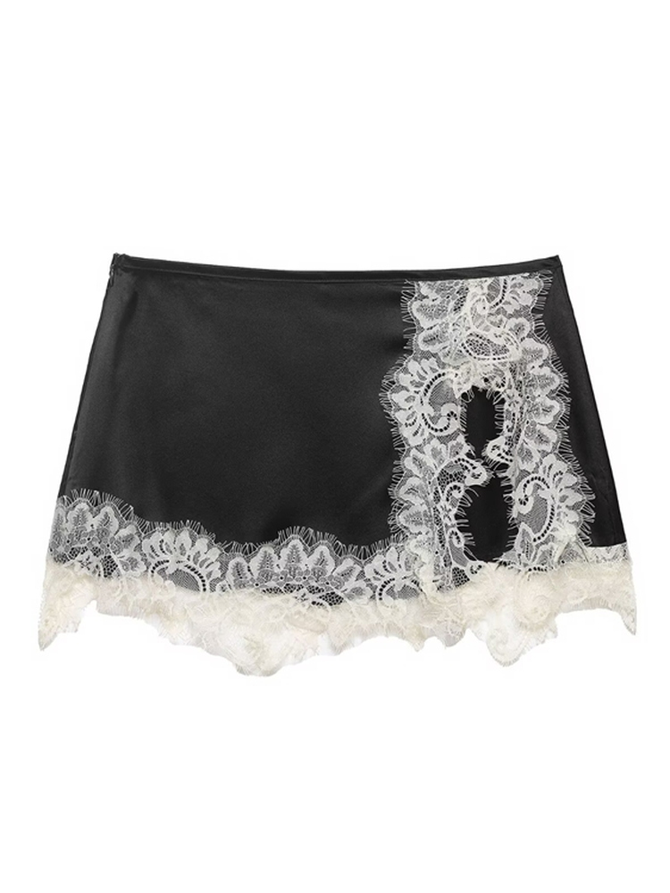 Elegant Lace Hem Satin Straigh - Summer Evenings Clothing avaliação e preço