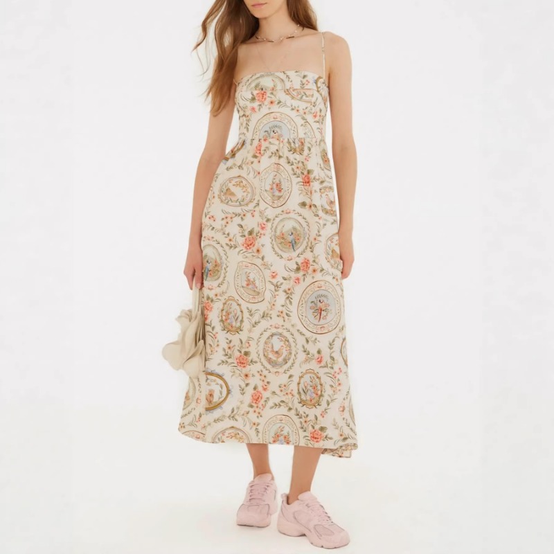 Women's Vintage Floral Print S - Sundress Midi Floral avaliação e preço
