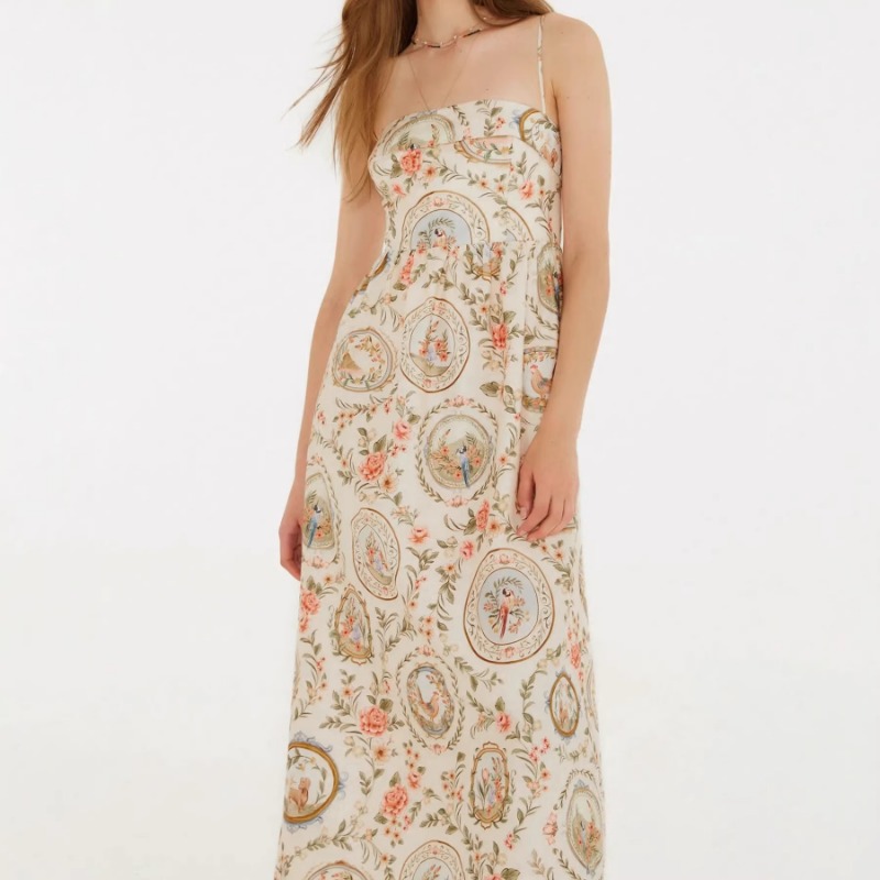 Women's Vintage Floral Print S - Sundress Midi Floral avaliação e preço