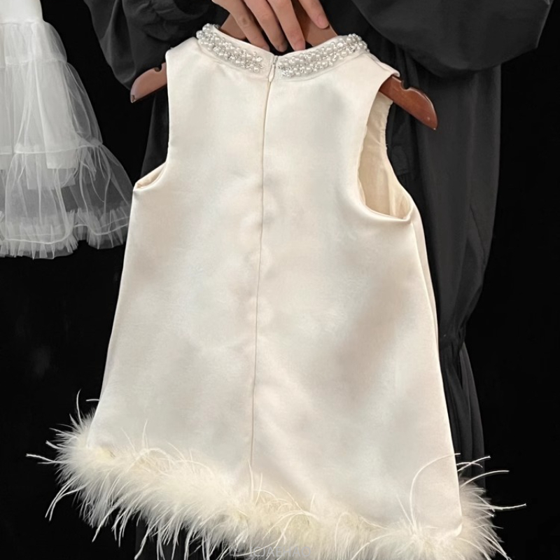 2025 New Girls Satin Feather P - Summer Clothing Newborn avaliação e preço