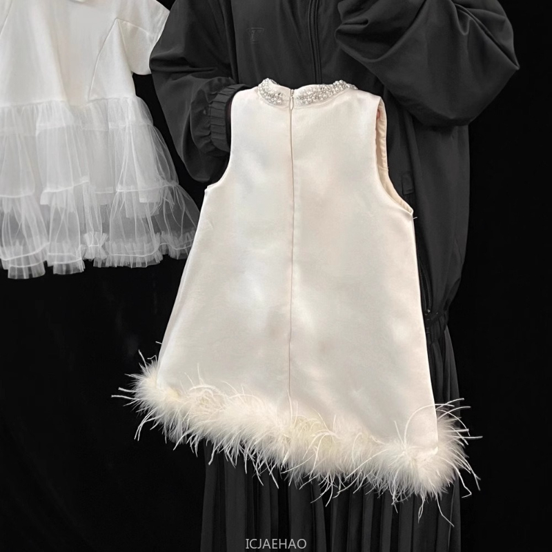 2025 New Girls Satin Feather P - Summer Clothing Newborn avaliação e preço