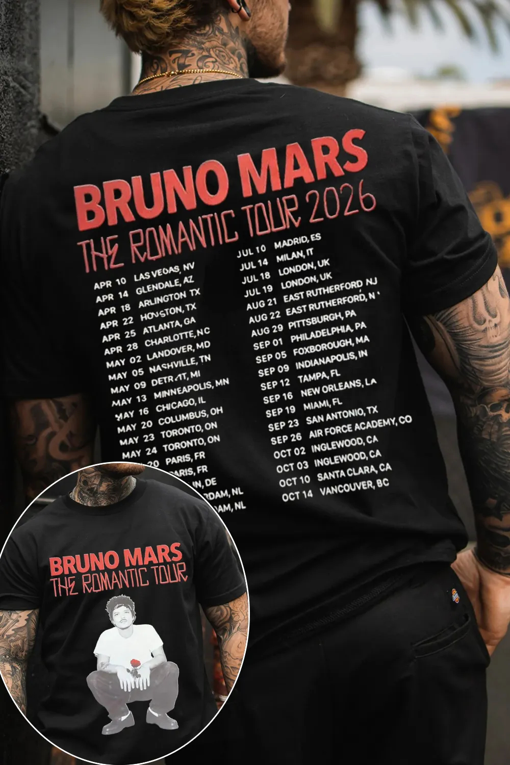2026 Bruno Mars Graphic Shirt  - Summer Clothing Trends 2026 avaliação e preço