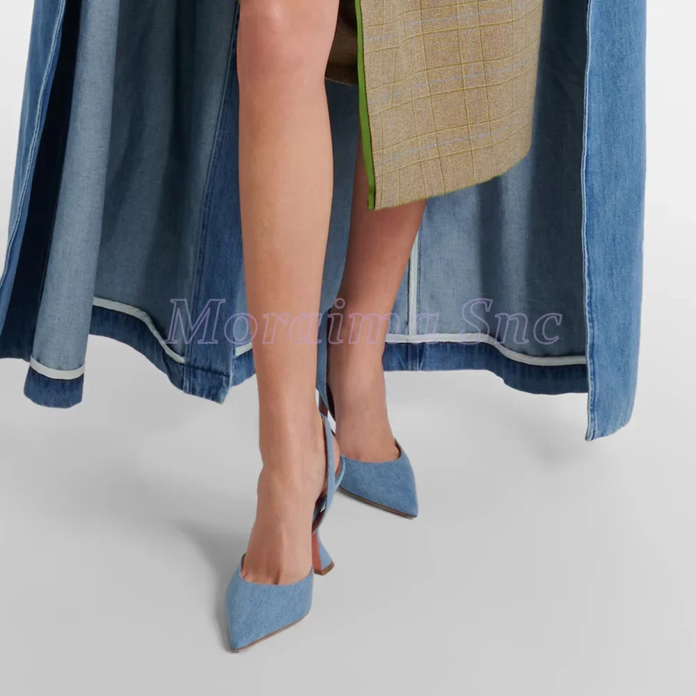 Denim Pointed Toe Sandals Wine - Summer Clothing Sale avaliação e preço