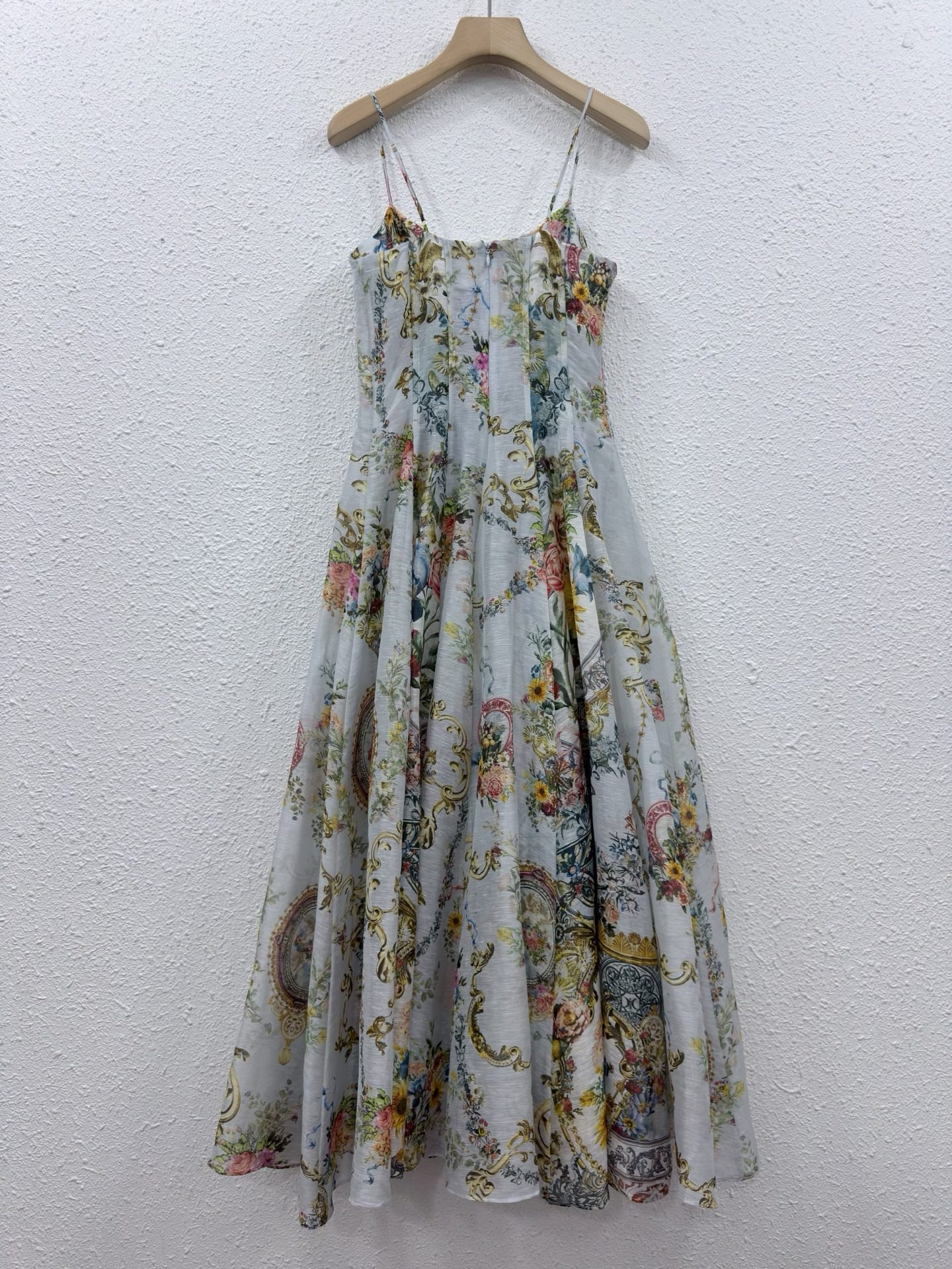 Silk Linen Baroque Floral Prin - Sundress Midi Floral avaliação e preço
