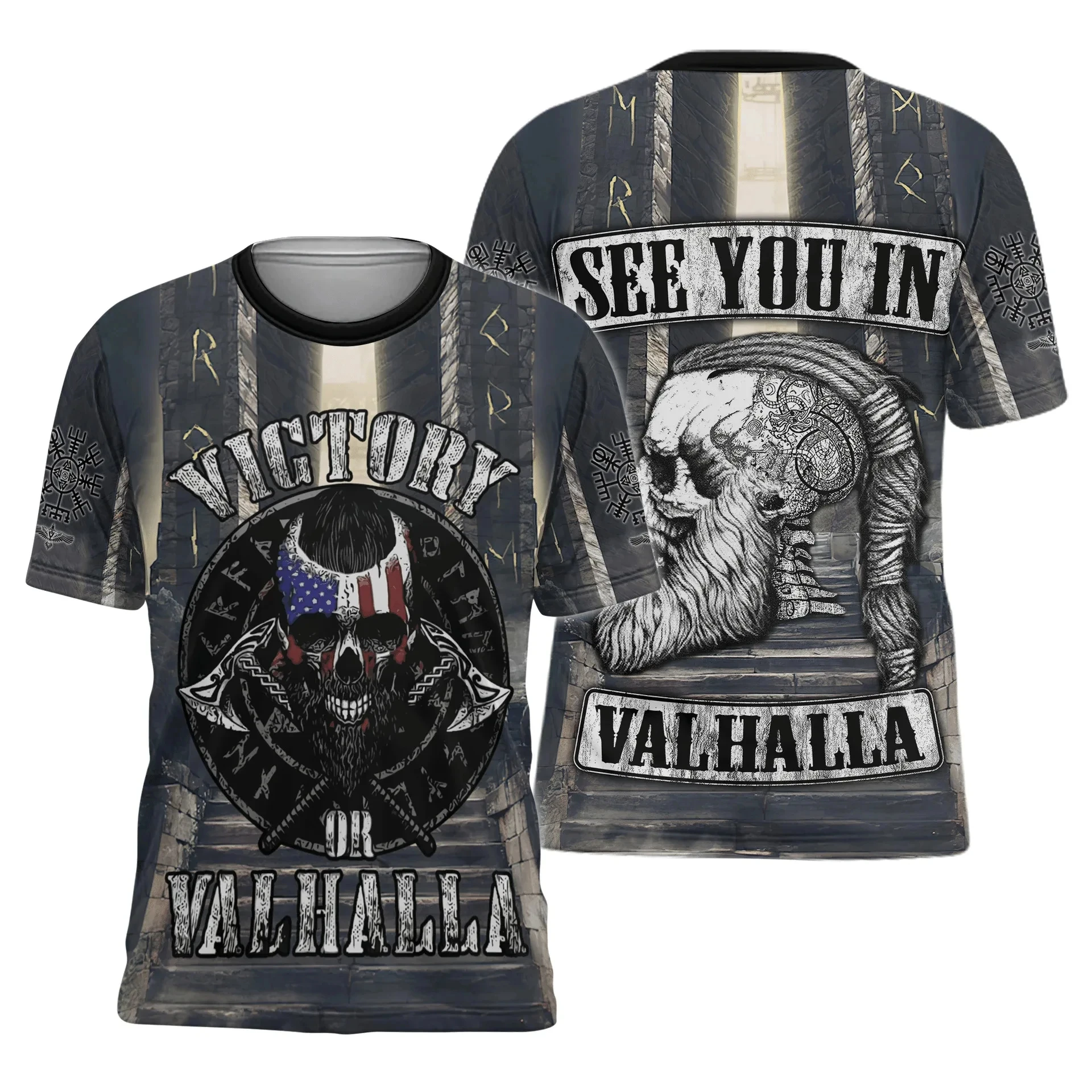 Viking Myth Valhalla Totem T-s - Summer Viking Clothing avaliação e preço