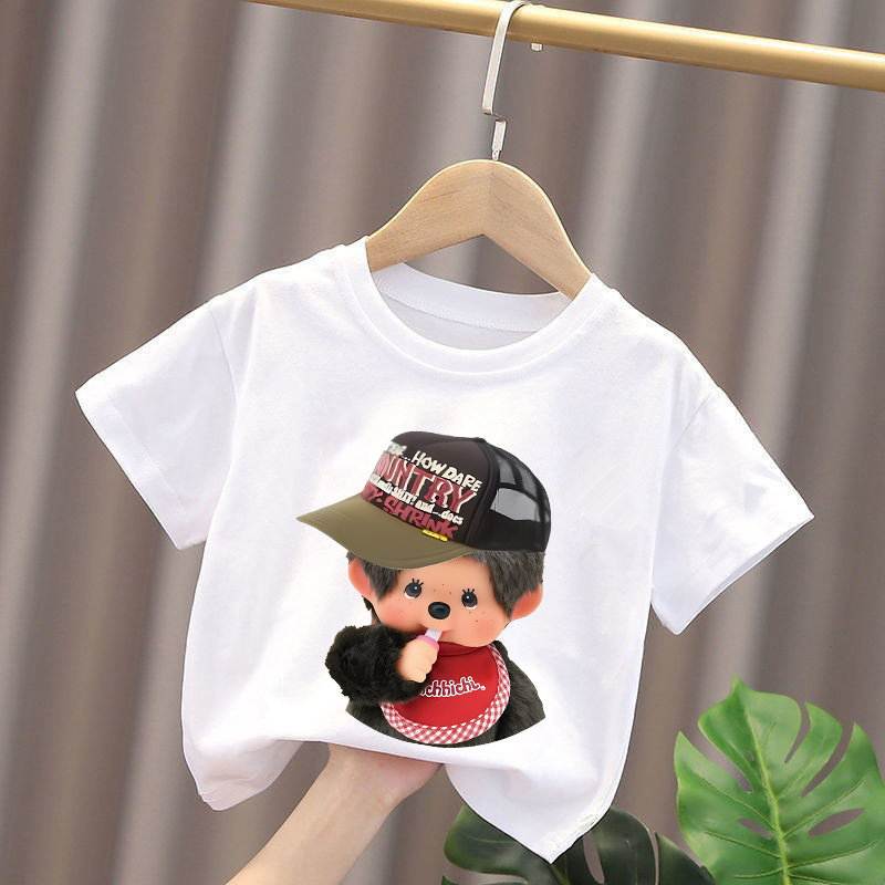 Monchhichi Kids T-shirts Anime - Summer Clothing For Baby Boy avaliação e preço