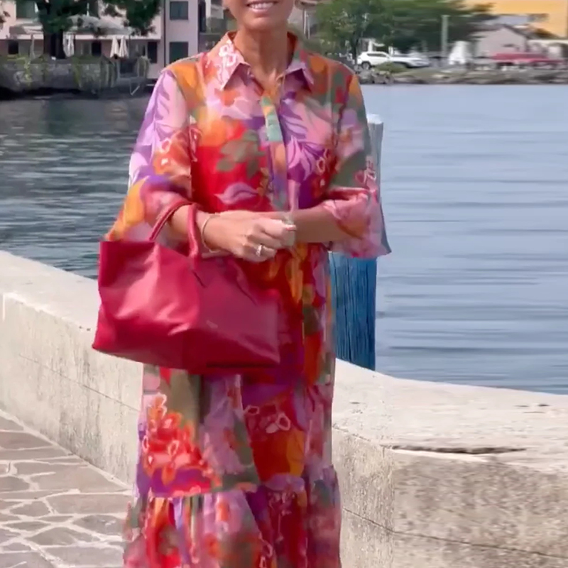 Plus Size Dress Women Turn Dow - Summer Clothing For Older Women avaliação e preço