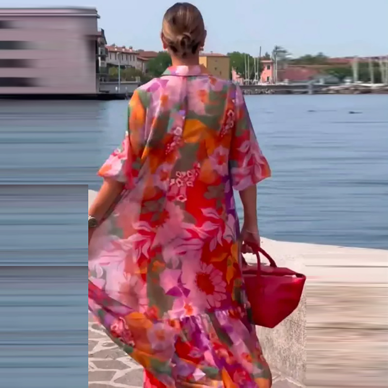 Plus Size Dress Women Turn Dow - Summer Clothing For Older Women avaliação e preço