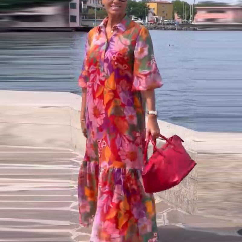 Plus Size Dress Women Turn Dow - Summer Clothing For Older Women avaliação e preço