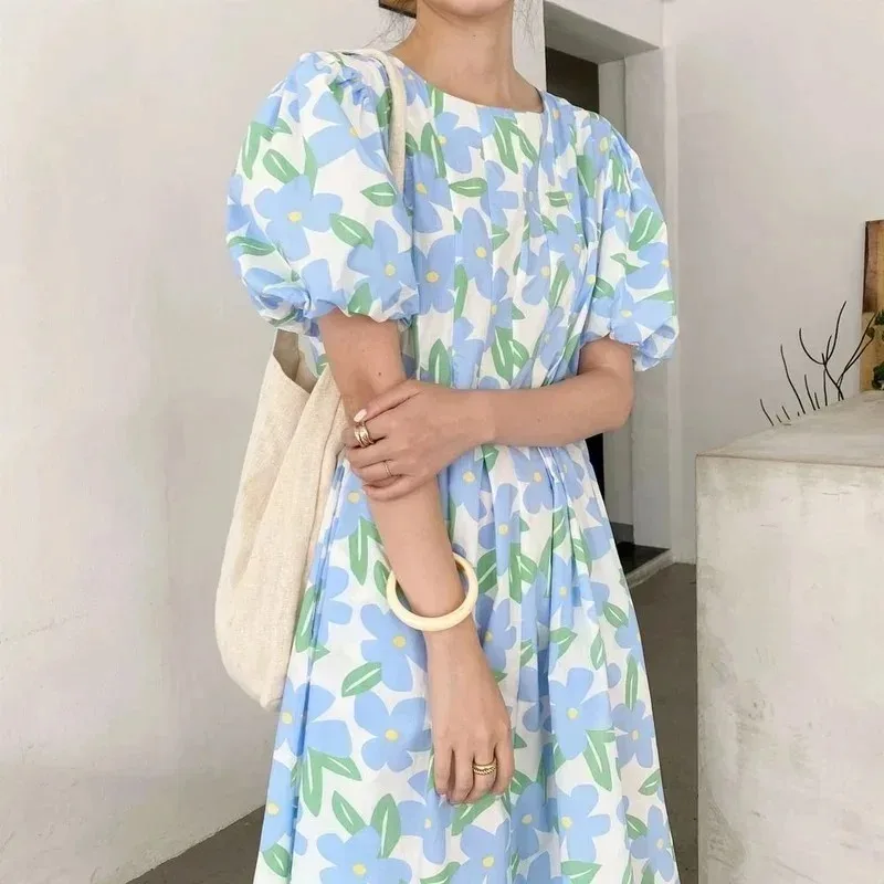 Summer Round Collar High Waist - Sundress Midi Floral avaliação e preço