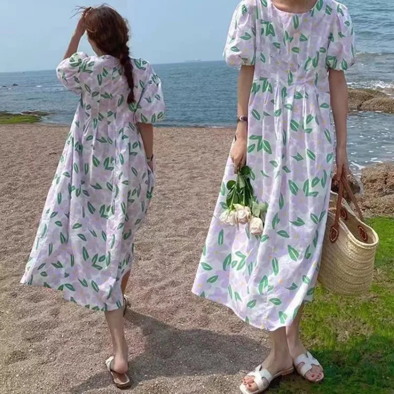 Summer Round Collar High Waist - Sundress Midi Floral avaliação e preço