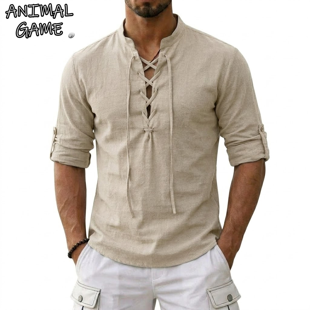 Men's Long Sleeved Linen T-Shi - Summer Viking Clothing avaliação e preço