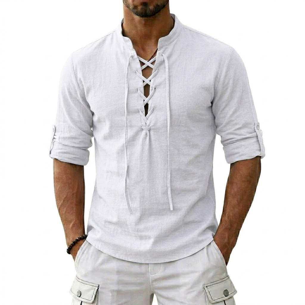 Men's Long Sleeved Linen T-Shi - Summer Viking Clothing avaliação e preço