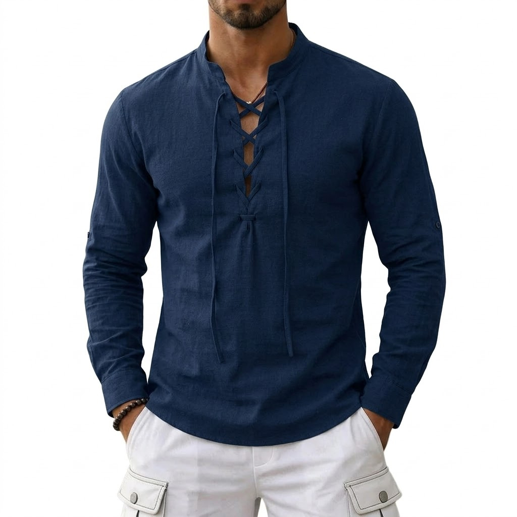 Men's Long Sleeved Linen T-Shi - Summer Viking Clothing avaliação e preço