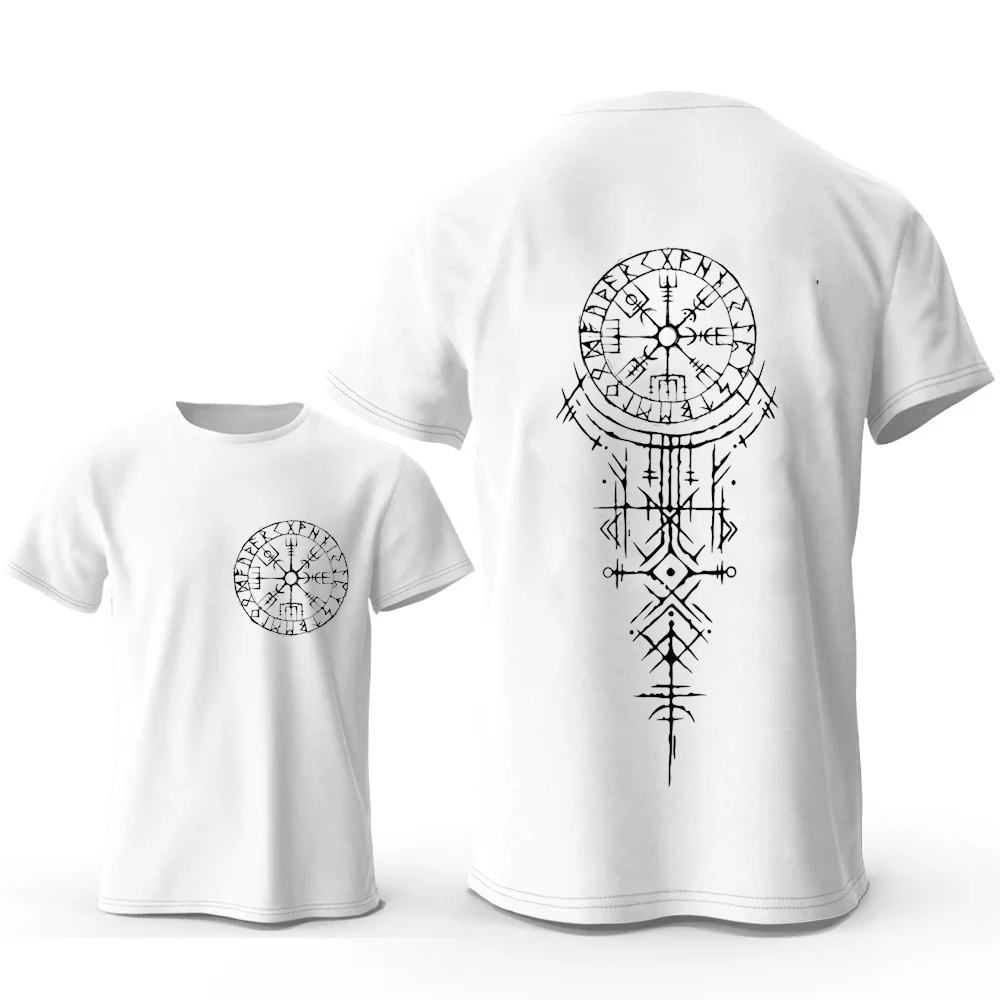 Viking Runic Compass Graphic T - Summer Viking Clothing avaliação e preço
