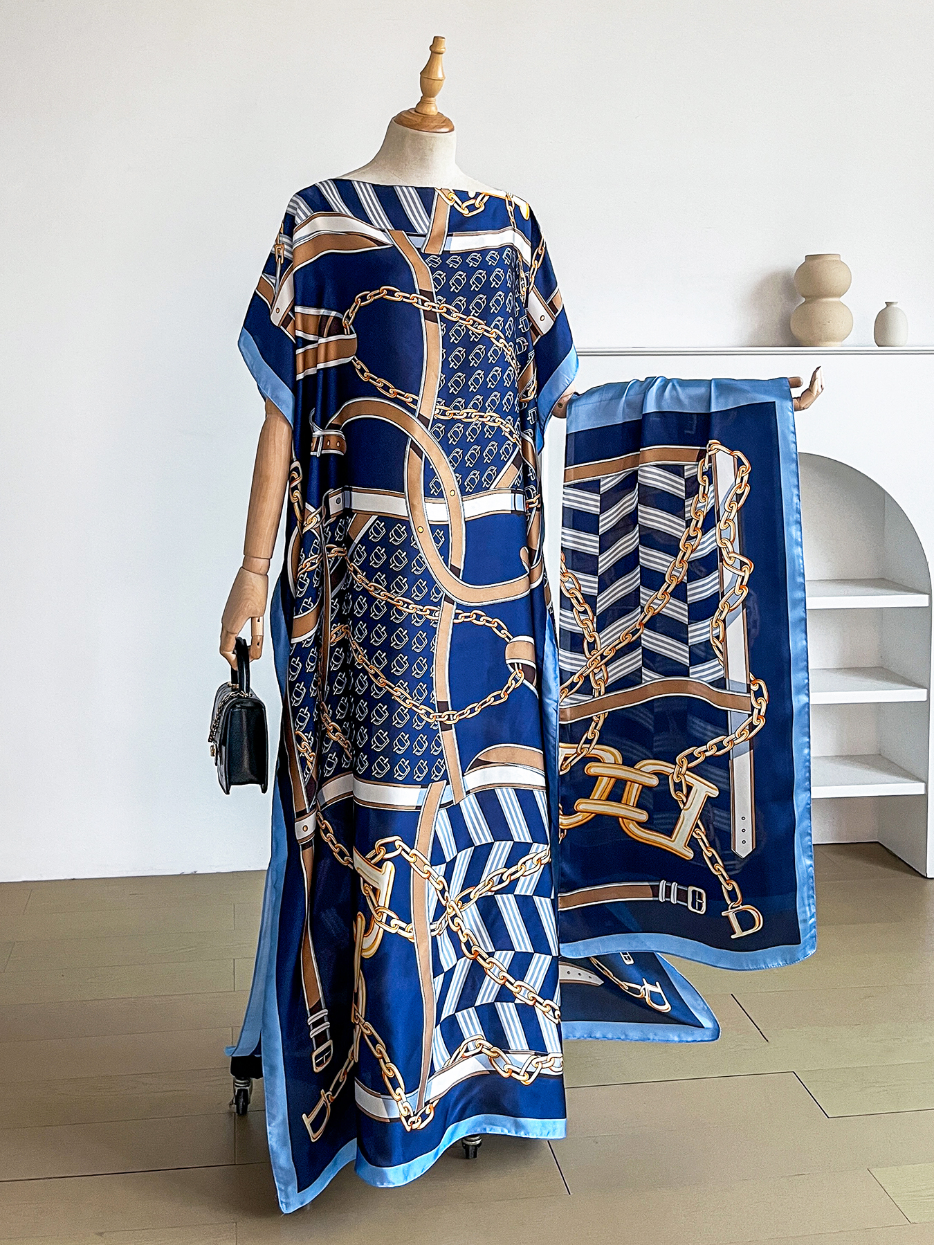 Popular Chain Print Boat Neck  - Summer Clothing For Older Women avaliação e preço