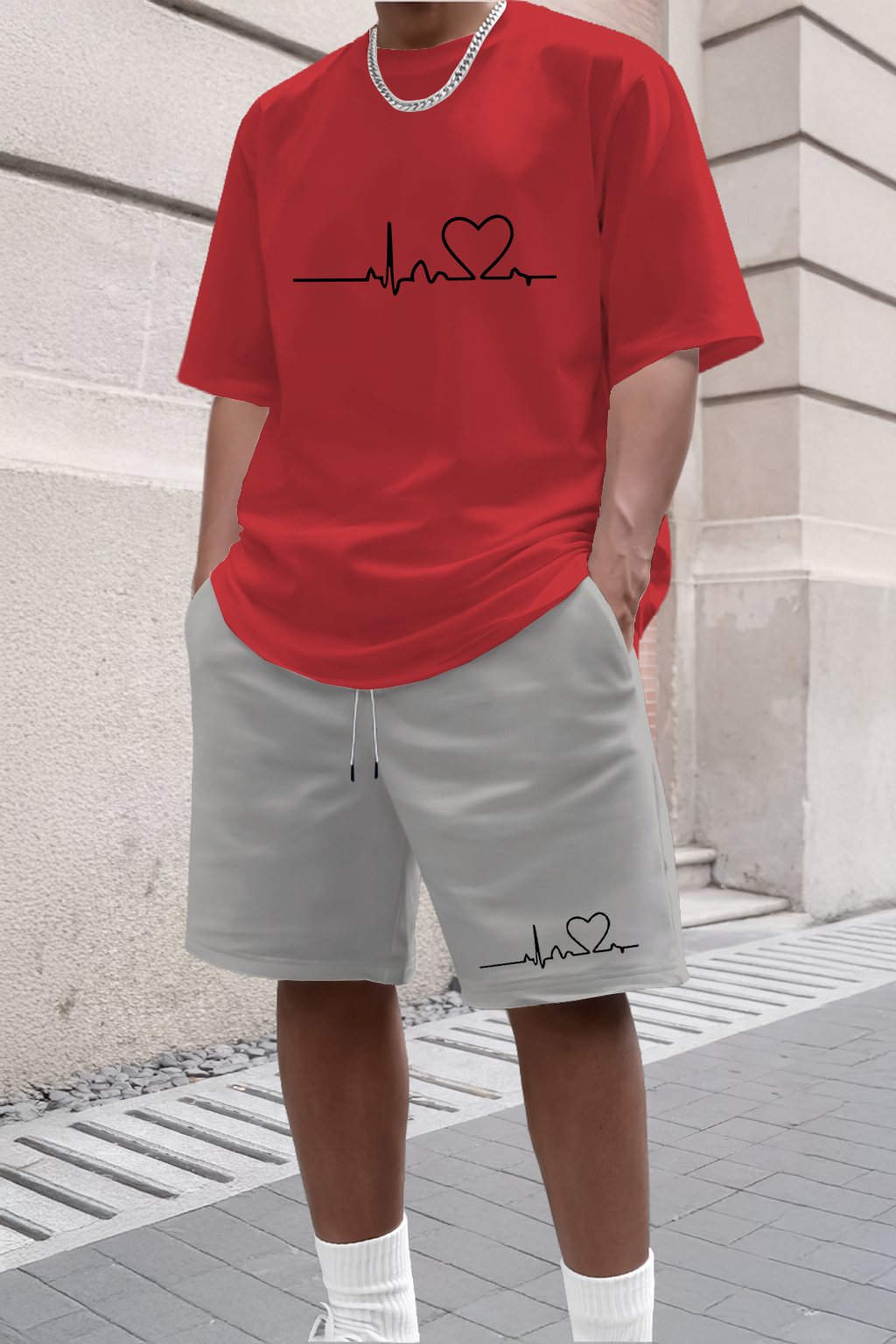 Heart Printed Short Sleeved Sh - Summer Clothing Aesthetic avaliação e preço