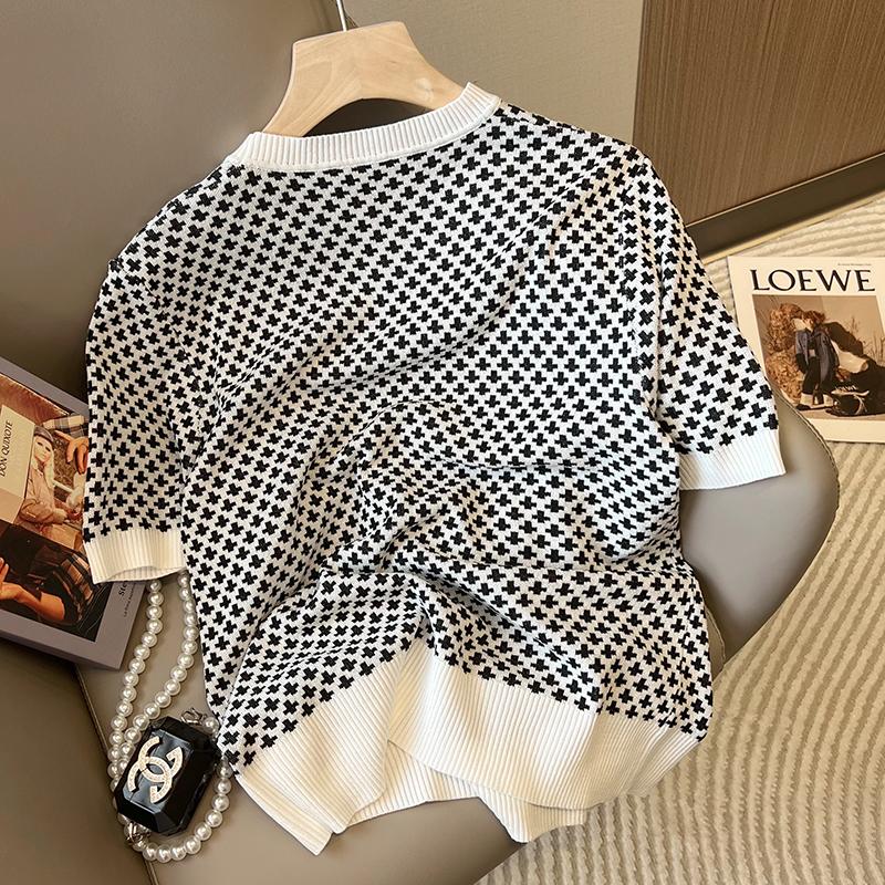 Stylish Plaid Knitted Sweater  - Summer Clothing Yarn avaliação e preço